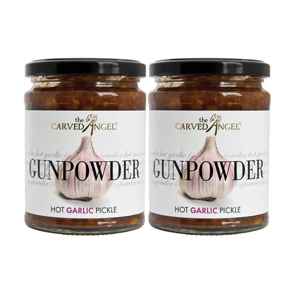 The Carved Angel Gunpowder Hot Garlic Pickle Dual, 2 x 325g