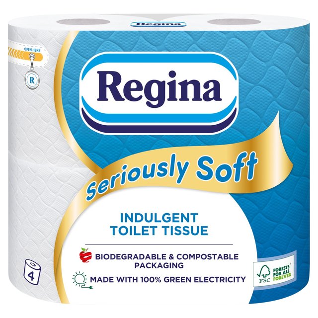 Regina Seriously Soft Toilet Tissue - 4 Rolls Bathroom M&S   