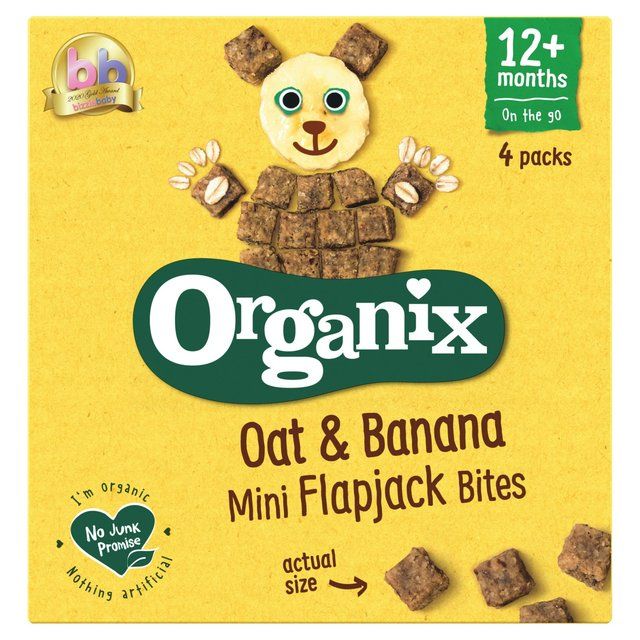 Organix Oat & Banana Organic Mini Flapjack Bites, 12 mths+ Multipack