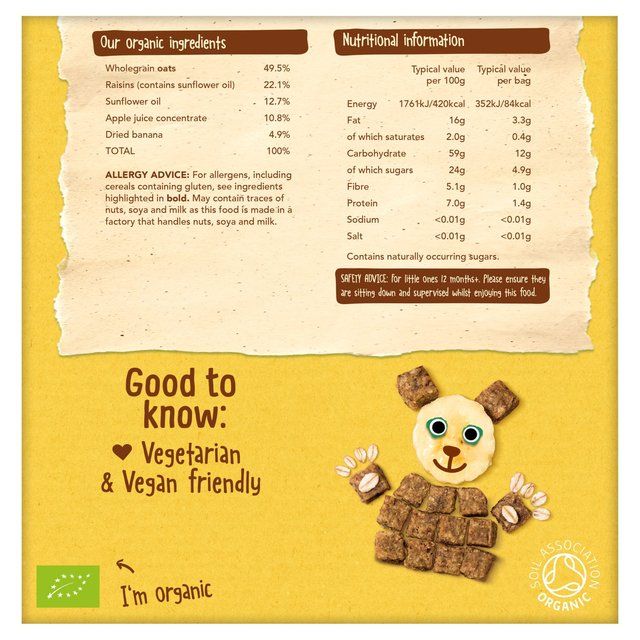 Organix Oat & Banana Organic Mini Flapjack Bites, 12 mths+ Multipack