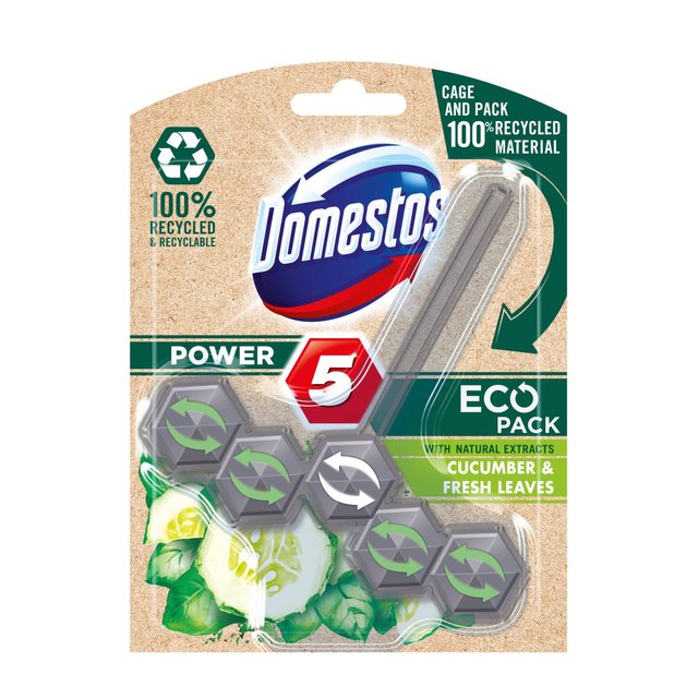 Domestos Toilet Rim Block Power 5 EcoBlock Cucumber & Fresh Leaves Accessories & Cleaning M&S Default Title  