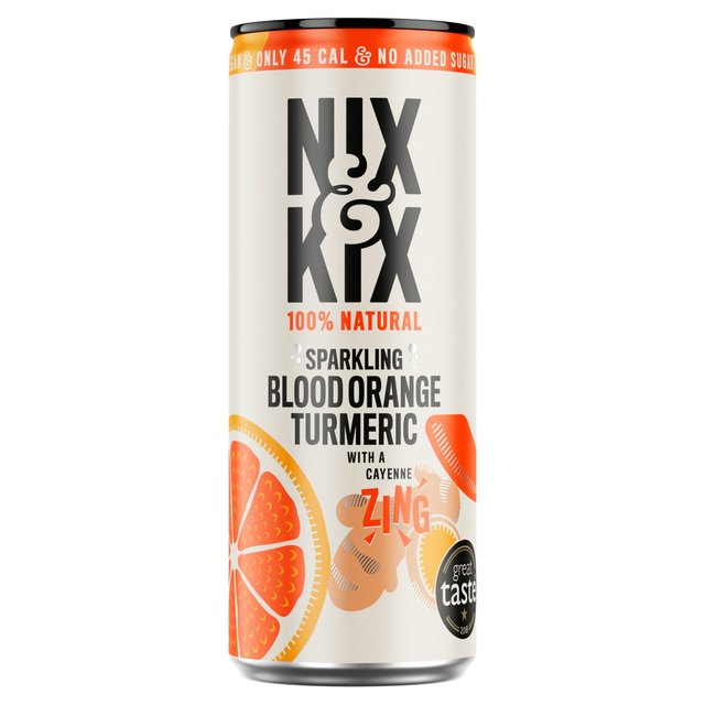 Nix & Kix Blood Orange & Turmeric 250ml Can SOFT DRINKS, TEA & COFFEE M&S   