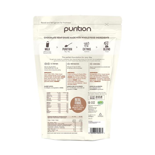 Purition Cocoa Vegan Wholefood Nutrition Powder