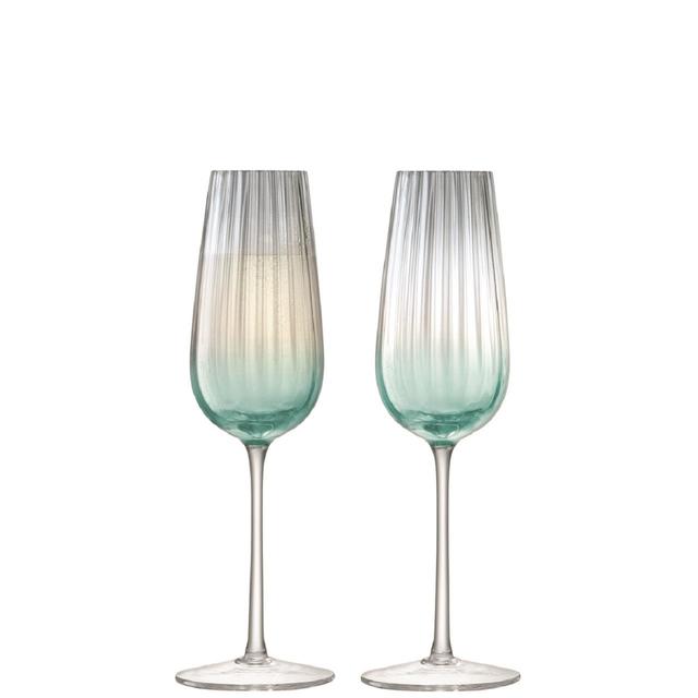 LSA International Dusk Green Grey Champagne Flutes Set