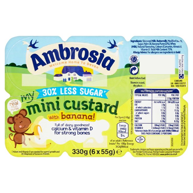 Ambrosia Custard with Banana Mini Pots 30% Reduced Sugar GOODS M&S Default Title  