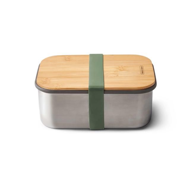 Large Bamboo & Stainless Steel Sandwich Box, Olive 1.25L