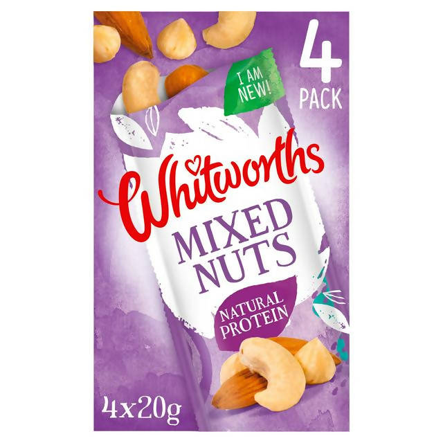 Whitworths Mixed Nuts 4x20g Lunchbox snacking Sainsburys   