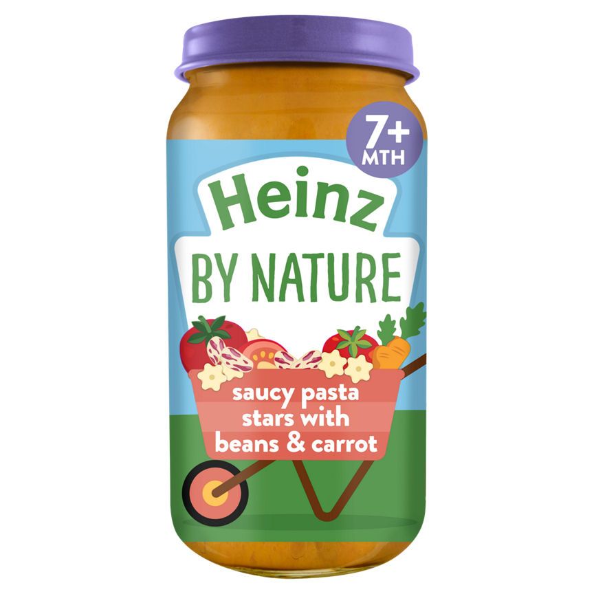 Heinz by Nature Saucy Pasta Stars with Beans & Carrot 7+ Months Baby Food ASDA   