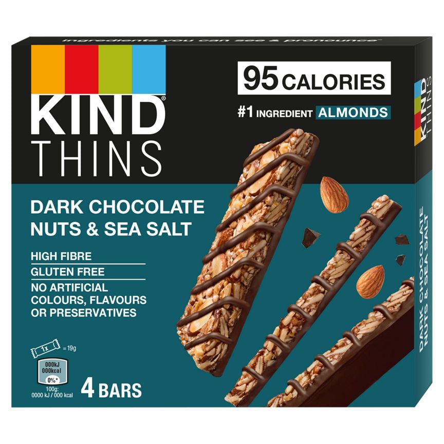 KIND Thins Dark Chocolate Nuts & Sea Salt Bars 4x