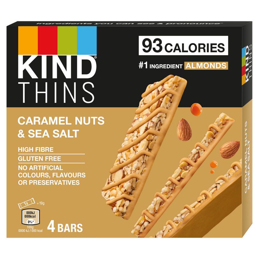 KIND Thins Caramel Nuts & Sea Salt Bars 4x Cereals ASDA   