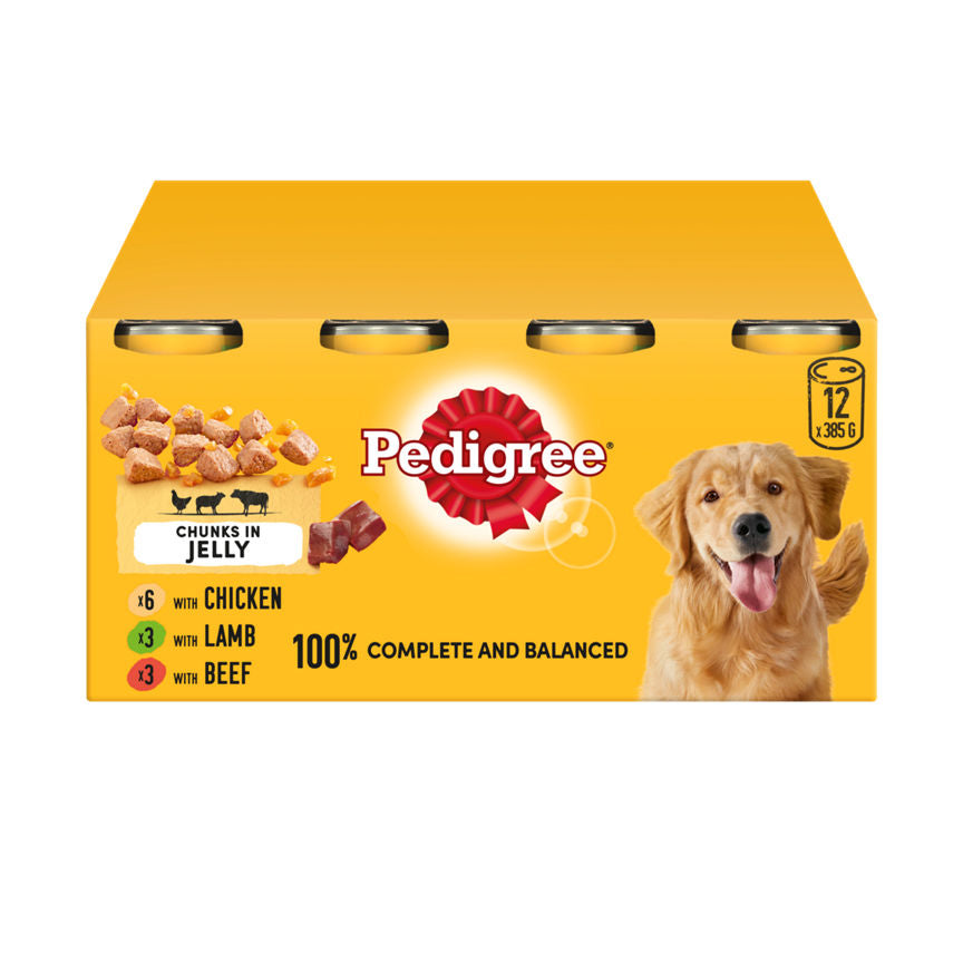 Pedigree Adult Wet Dog Food Tins Mixed in Jelly