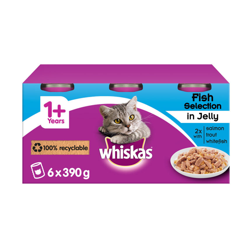 Whiskas Adult Wet Cat Food Tins Fish in Jelly