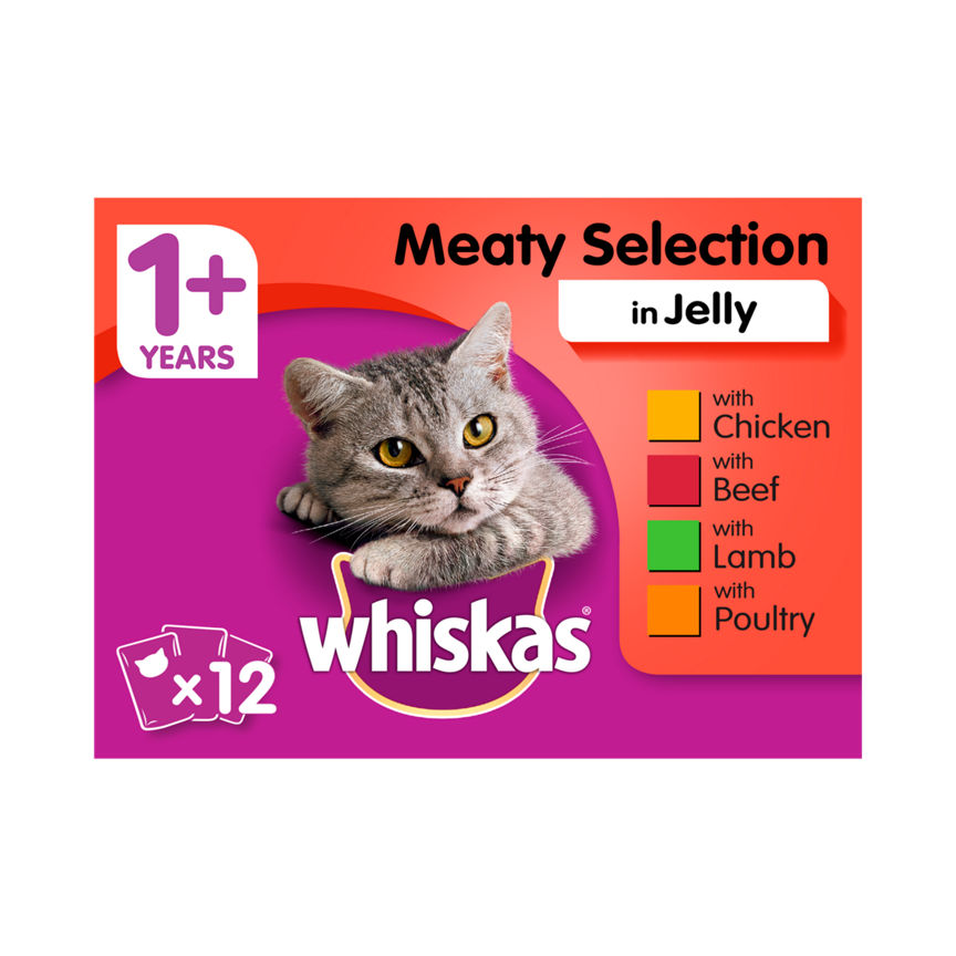 Whiskas Adult Wet Cat Food Pouches Meat in Jelly