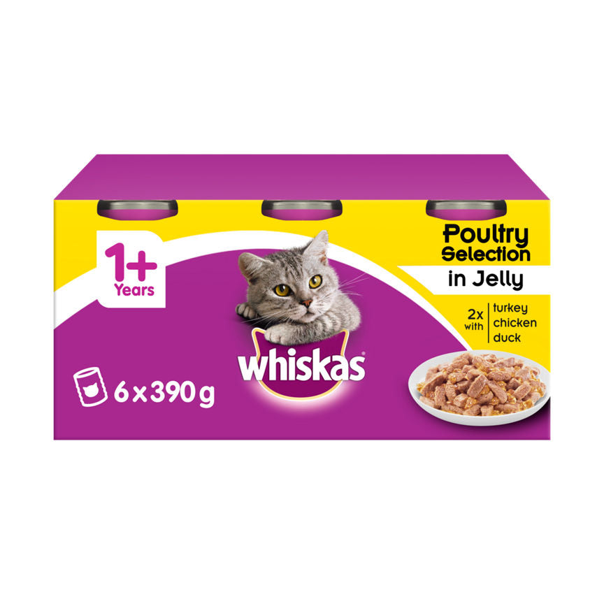 Whiskas Adult Wet Cat Food Tins Poultry in Jelly