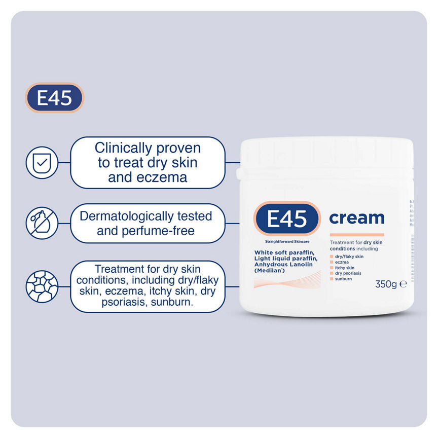 E45 Moisturiser Cream, body, face and hands cream for very dry skin Body Care ASDA   