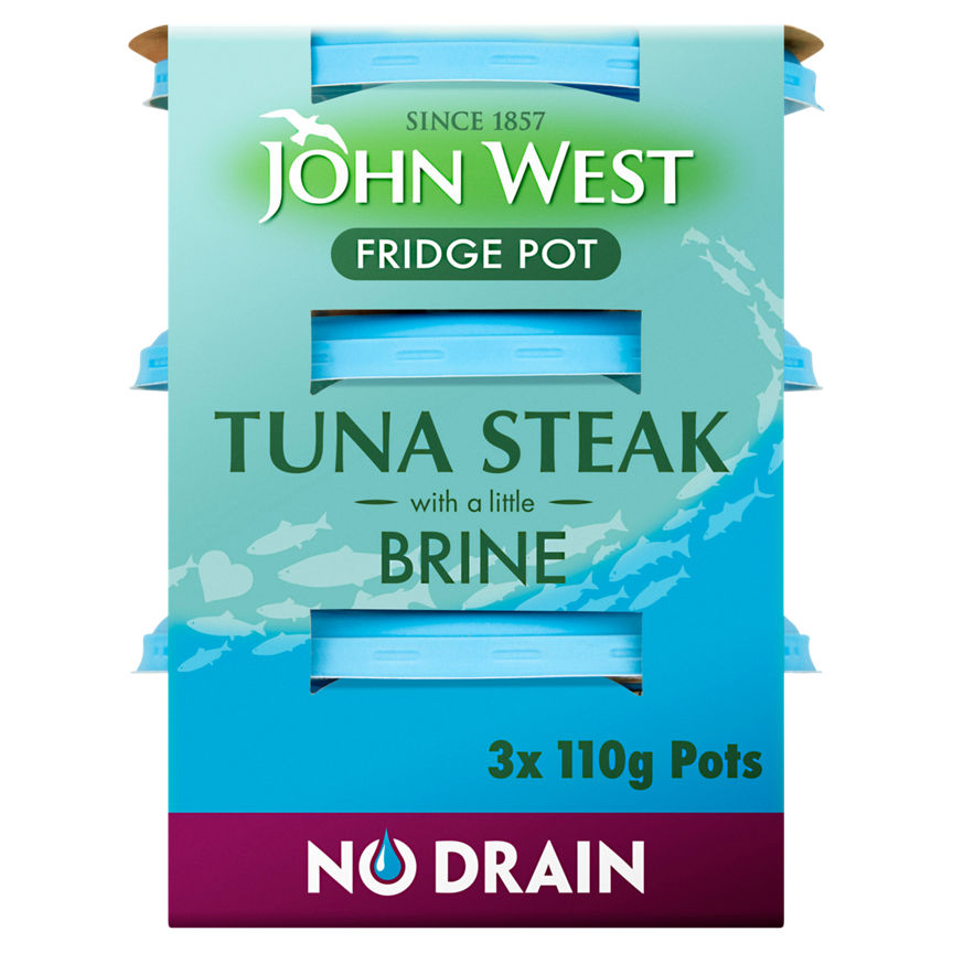 John West No Drain Fridge Pot Tuna Steak with a Little Brine 3 Pack Canned & Packaged Food ASDA   