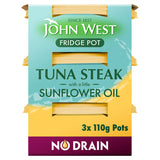 John West No Drain Fridge Pot Tuna Steak with a Sunflower Oil 3 Pack GOODS ASDA   