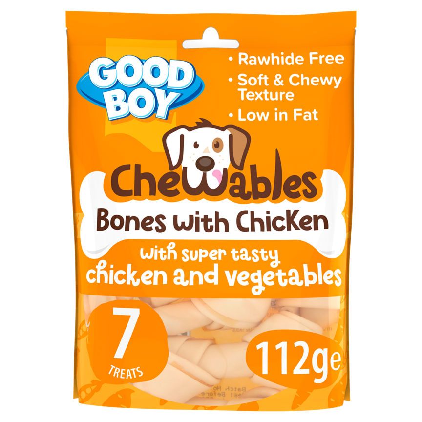 Good Boy Chewables Mini Chicken Bones Rawhide Free Dog Treats 7 Pack Dog Food & Accessories ASDA   