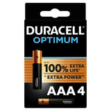 Duracell Optimum Alkaline AAA Batteries, pack of 4 General Household ASDA   