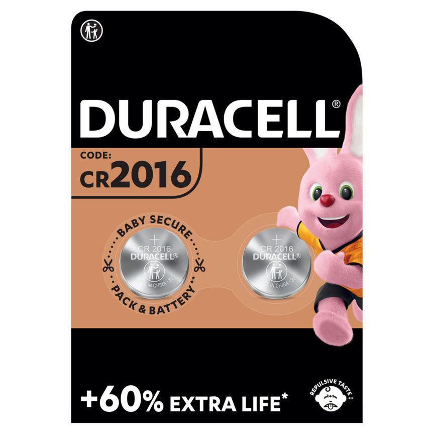 Duracell Specialty 2016 Lithium Coin Battery 3V, pack of 2 (DL2016/CR2016)