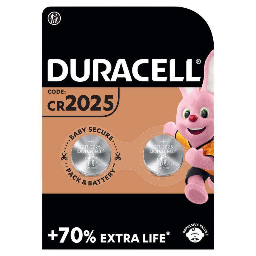 Duracell Specialty 2025 Lithium Coin Battery 3V, pack of 2 (DL2025/CR2025)