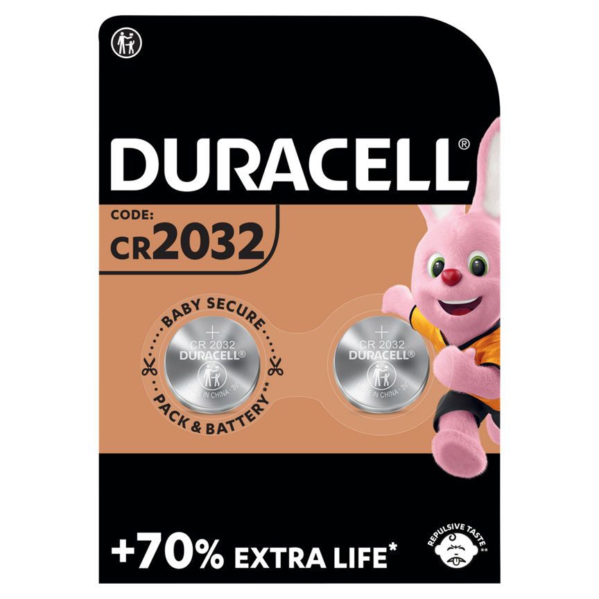 Duracell Specialty 2032 Lithium Coin Battery 3V, pack of 2 (DL2032/CR2032) GOODS ASDA   