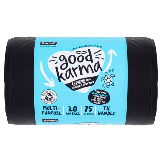 Paclan Good Karma 20 Bin Bags Tie Handle 75 Litres GOODS ASDA   
