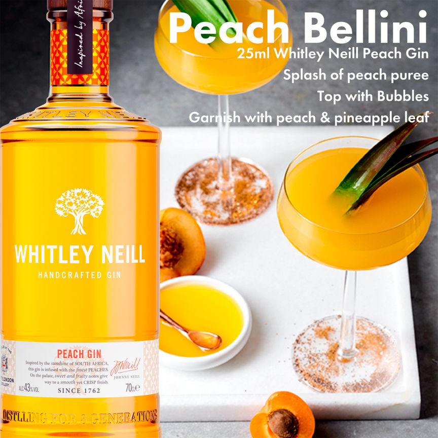 Whitley Neill Peach Gin Liqueurs & Spirits ASDA   