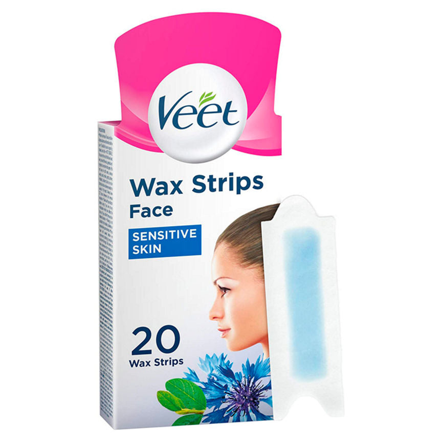 Veet Wax Strips Face for Sensitive Skin, 20 Wax Strips