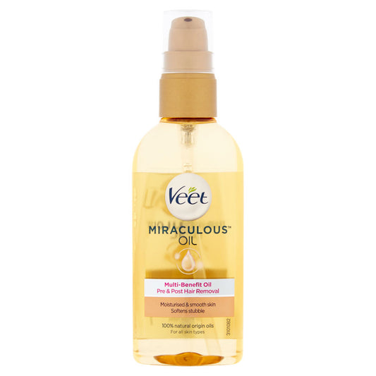 Veet Miraculous Oil for Pre & Post Hair Removal for Face & Body 100ml Women's Toiletries ASDA   