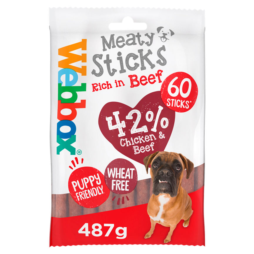 Webbox Meaty Sticks with Beef Dog Treat 60 Pack Dog Food & Accessories ASDA   