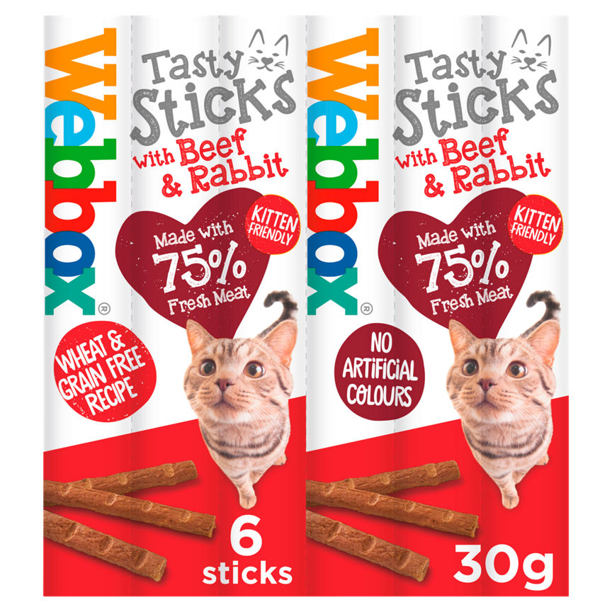 Webbox Cat Treats Tasty Sticks with Beef & Liver 6 Pack Cat Food & Accessories ASDA   