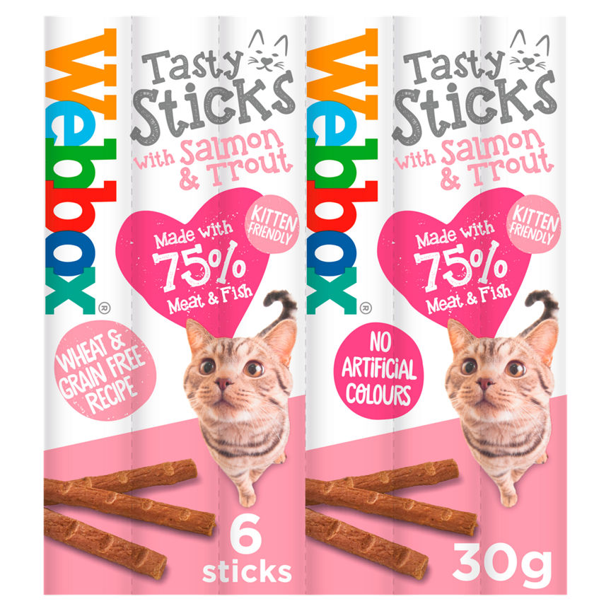 Webbox Cats Delight Treats Tasty Sticks with Salmon & Trout 6 Pack Cat Food & Accessories ASDA   