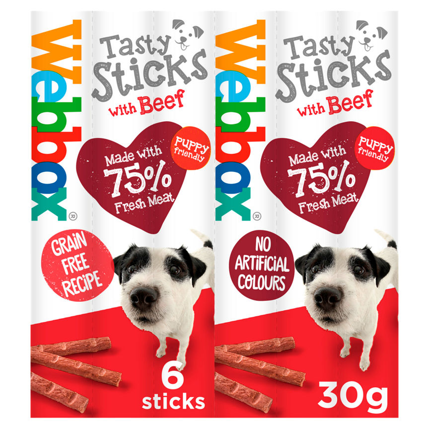 Webbox Dogs Delight with Beef Tasty Sticks Dog Treats 6 Pack Dog Food & Accessories ASDA   