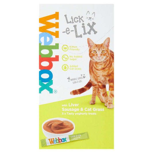 Webbox Lick-e-Lix with Liver Sausage & Cat Grass Yoghurty Cat Treats 5 Pack Cat Food & Accessories ASDA   