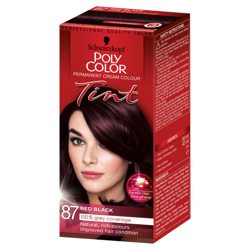 Schwarzkopf Poly Color Permanent Cream Colour Tint Red Black 87