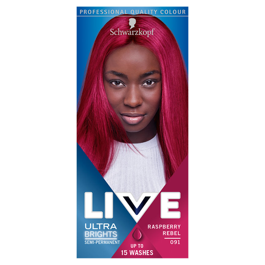 Schwarzkopf LIVE Ultra Brights Or Pastel Pink Hair Dye Raspberry Rebel Pink 091 Semi-permanent