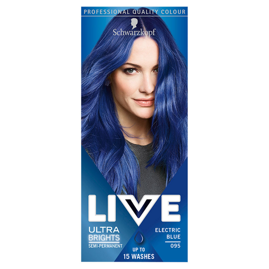 Schwarzkopf LIVE Ultra Brights Or Pastel Blue Hair Dye Electric Blue 095 Semi-permanent