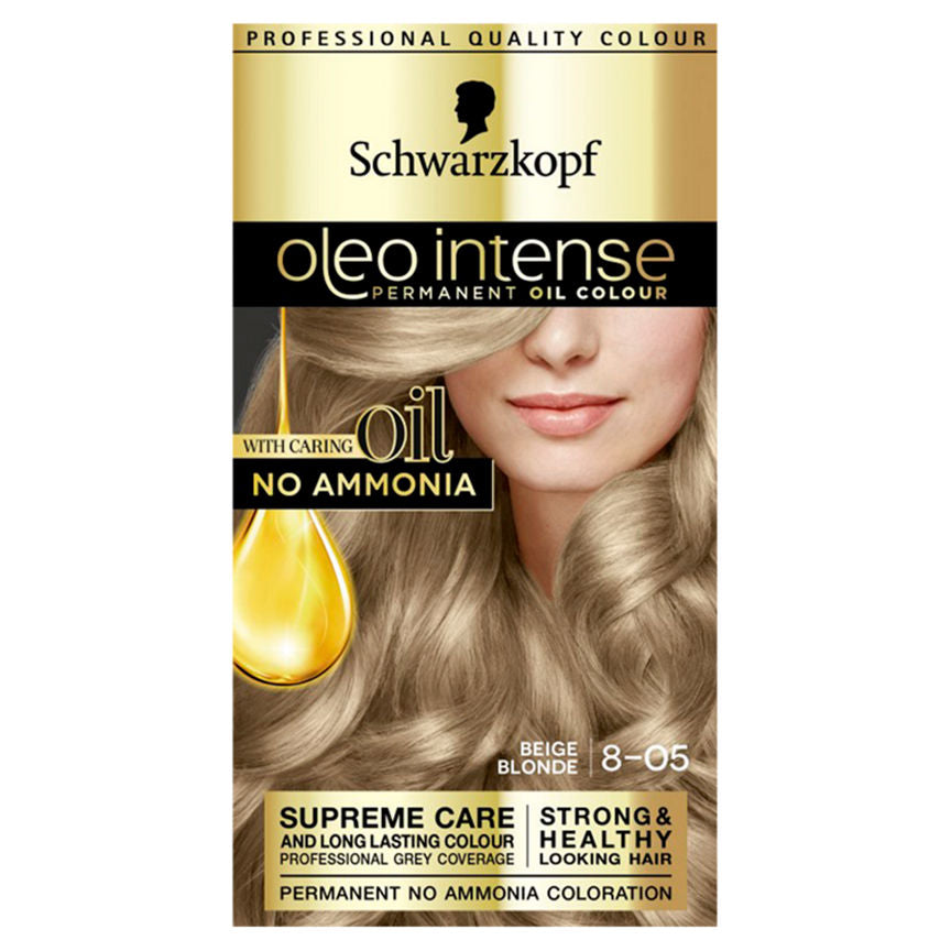 Schwarzkopf Oleo Intense 8-05 Beige Blonde No Ammonia Permanent Hair Dye Hair Colourants & Dyes ASDA   