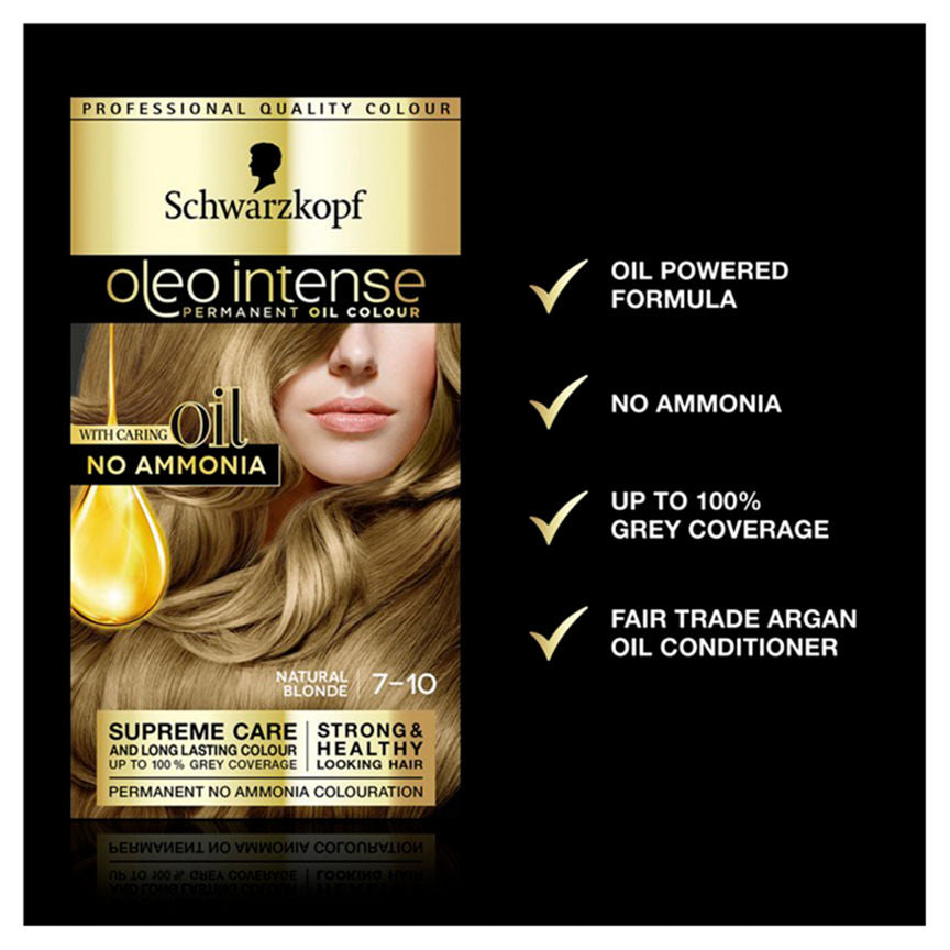 Schwarzkopf Oleo Intense 7-10 Natural Blonde No Ammonia Permanent Hair Dye Hair Colourants & Dyes ASDA   