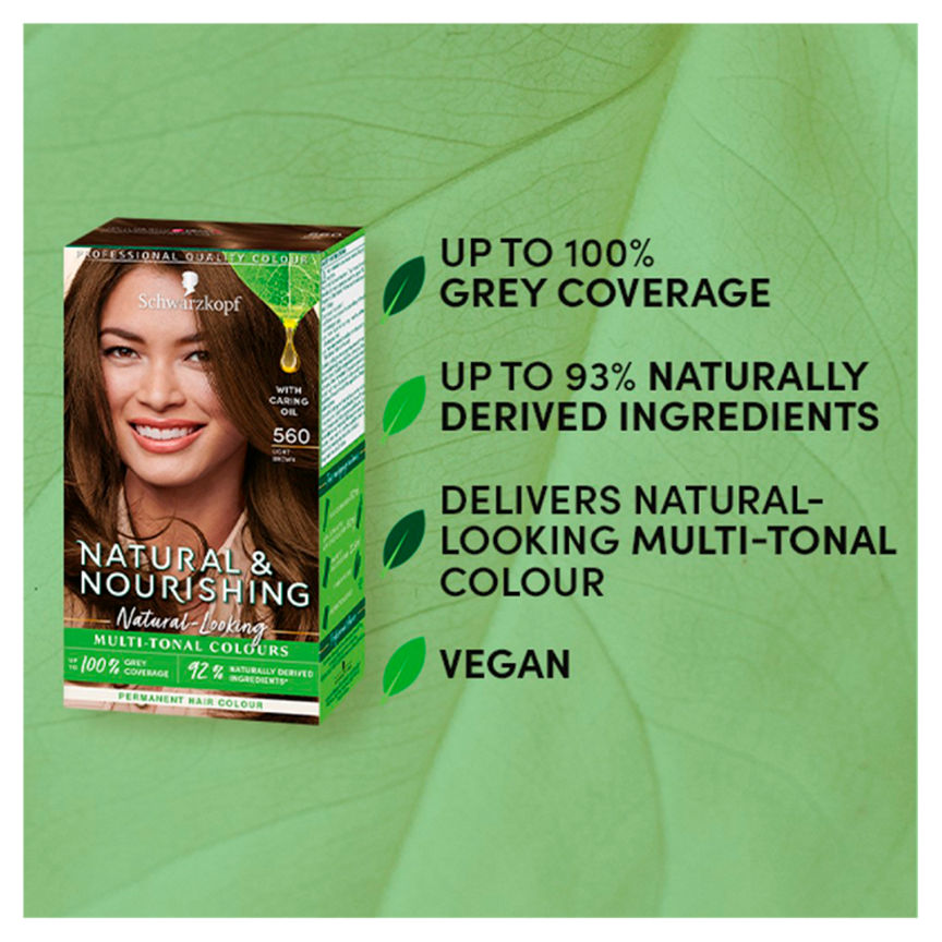 Schwarzkopf Natural & Nourishing Vegan Brown Hair Dye Light Brown 560 Permanent