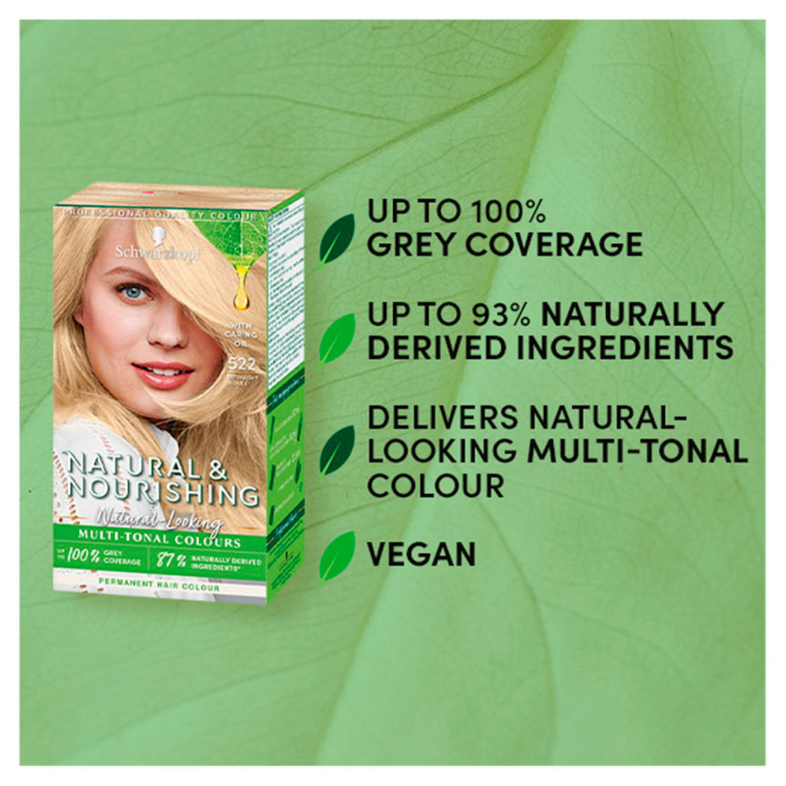 Schwarzkopf Natural & Nourishing Vegan Blonde Hair Dye Extra Light Blonde 522 Permanent Hair Colourants & Dyes ASDA   