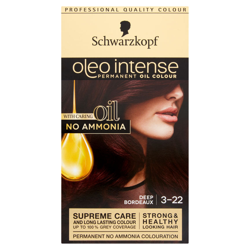 Schwarzkopf Oleo Intense Brown Hair Dye Deep Bordeaux 3-22 No Ammonia Permanent