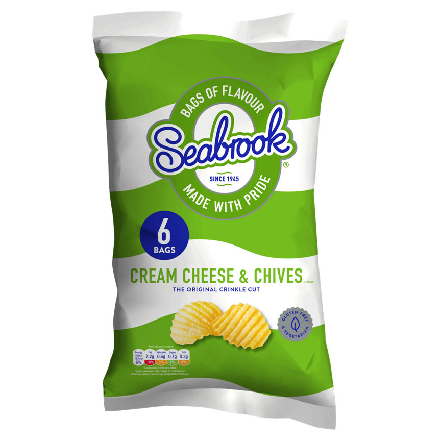 Seabrook Crinkle Cut Cream Cheese & Chives Multipack Crisps Free From ASDA   