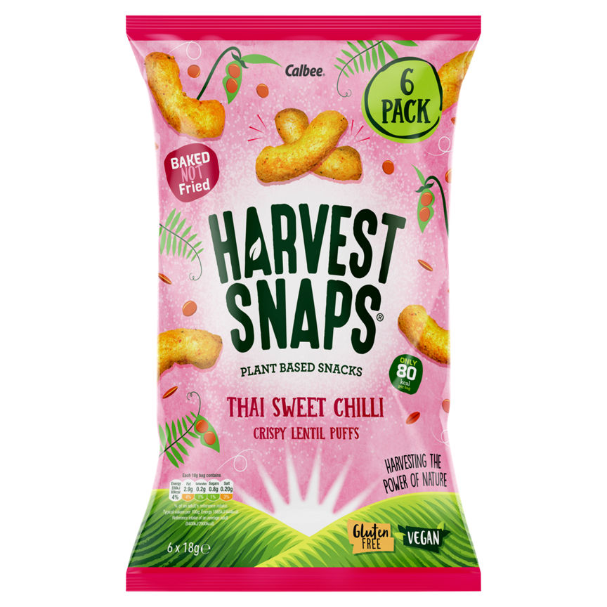 Harvest Snaps Thai Sweet Chilli Crispy Lentil Puffs Crisps, Nuts & Snacking Fruit ASDA   