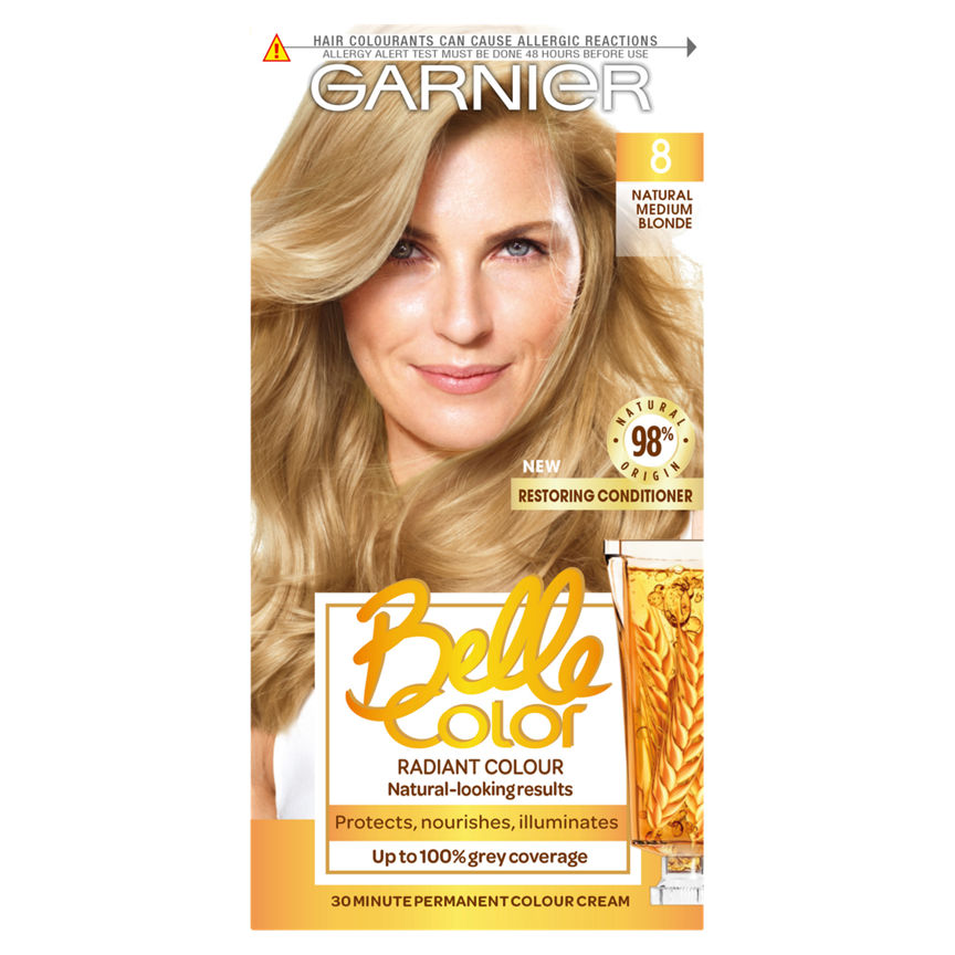 Garnier Belle Color 8 Natural Medium Blonde Permanent Hair Dye Hair Colourants & Dyes ASDA   