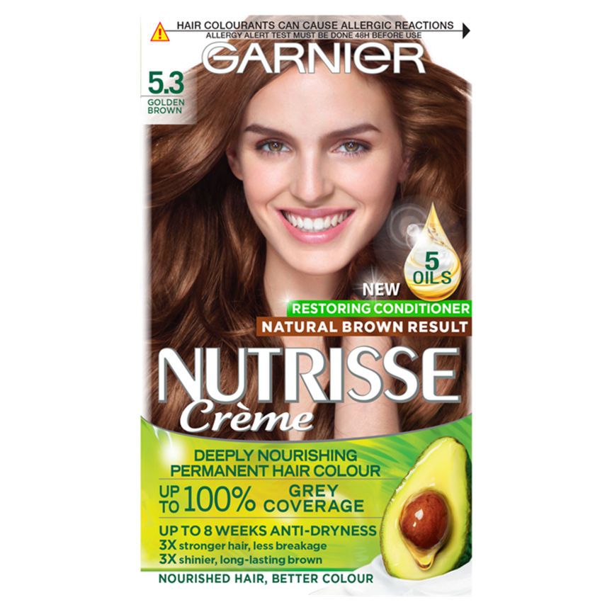 Garnier Nutrisse 5.3 Golden Brown Permanent Hair Dye Hair Colourants & Dyes ASDA   