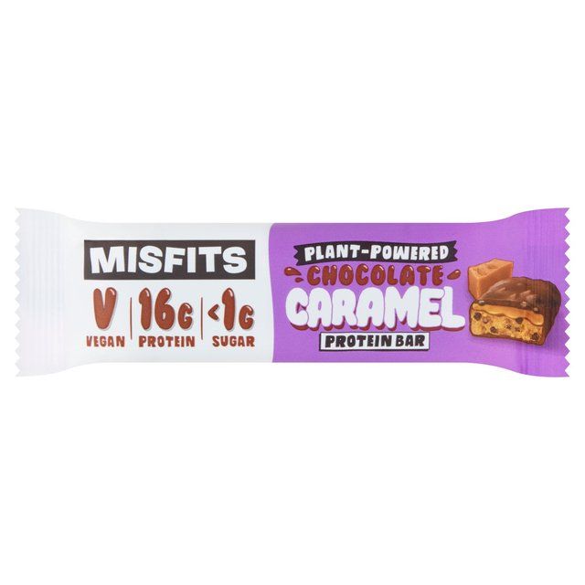 Misfits Chocolate Caramel Vegan Protein Bar Free from M&S   