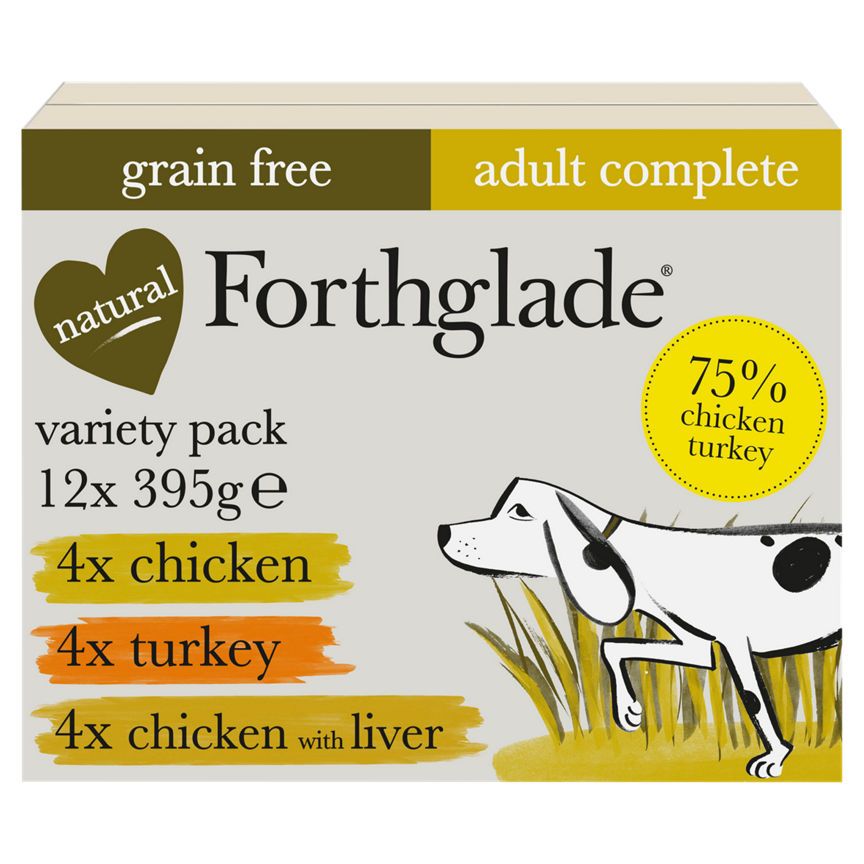 Forthglade Variety Pack Chicken, Turkey and Chicken with Liver Complete Meal Adult 1yr+ Dog Food & Accessories ASDA   