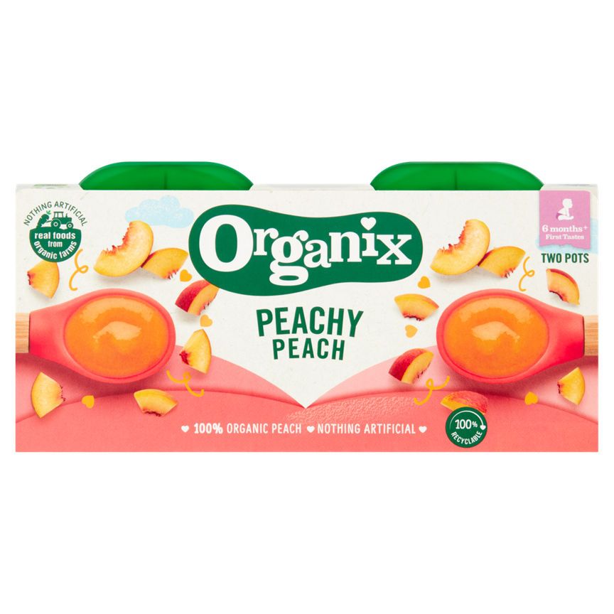 Organix Peachy Peach Organic Baby Food Puree 2x Baby Food ASDA   